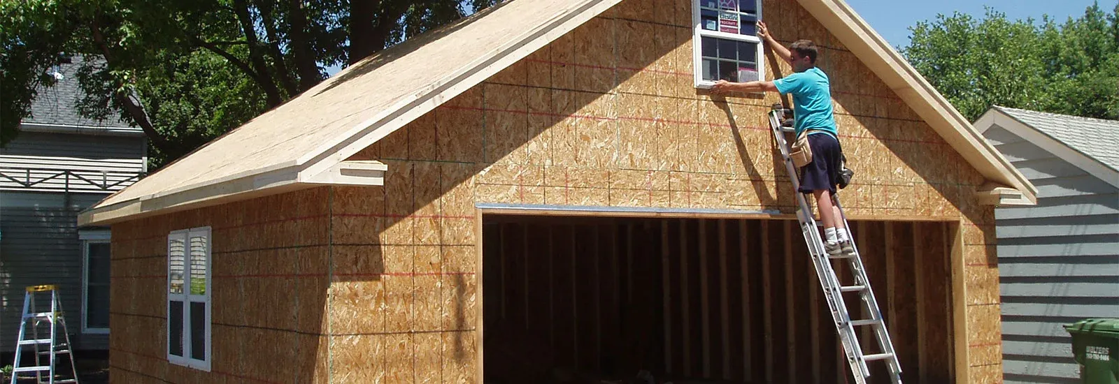 Garage replacement project with a Sussel builder installing an upper gable window