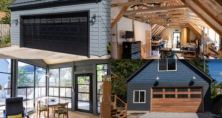 Collage of Garages built by Sussel Builders