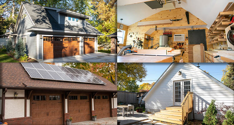 Collage of Garages built by Sussel Builders